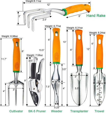 12-Pc Aluminum Garden Tool Set: Ergonomic Hand Tools & Apron Kit