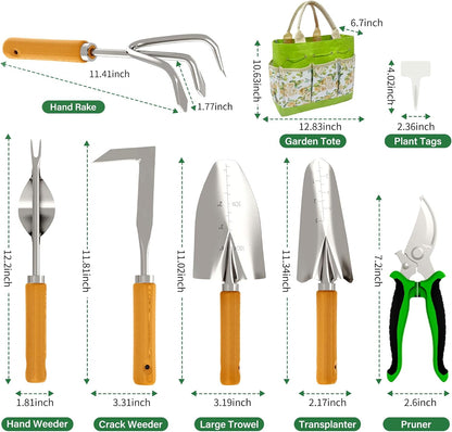 20-Pc Stainless Steel Ergonomic Garden Tool Set with Organizer Tote