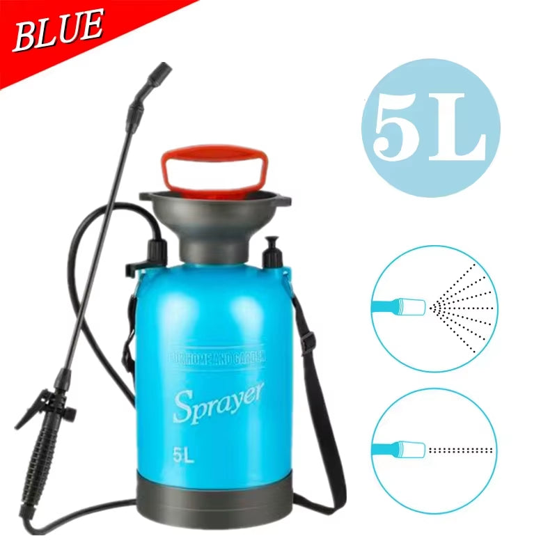 5L Portable Pressure Knapsack Sprayer with Adjustable Nozzle for Home and Garden Irrigation and Cleaning