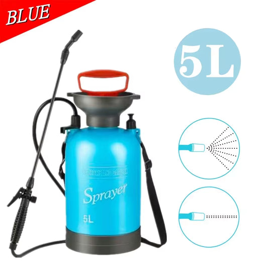 5L Portable Pressure Knapsack Sprayer with Adjustable Nozzle for Home and Garden Irrigation and Cleaning