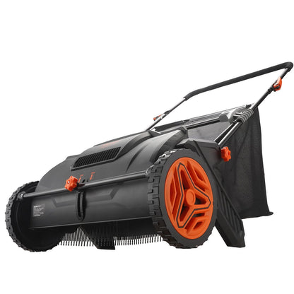 VEVOR 21-Inch Push Lawn Sweeper with Heavy-Duty Steel Construction, Large 3.5 Cu. Ft. Mesh Collection Hopper, Strong Rubber Wheels, and Dual Spinning Brushes