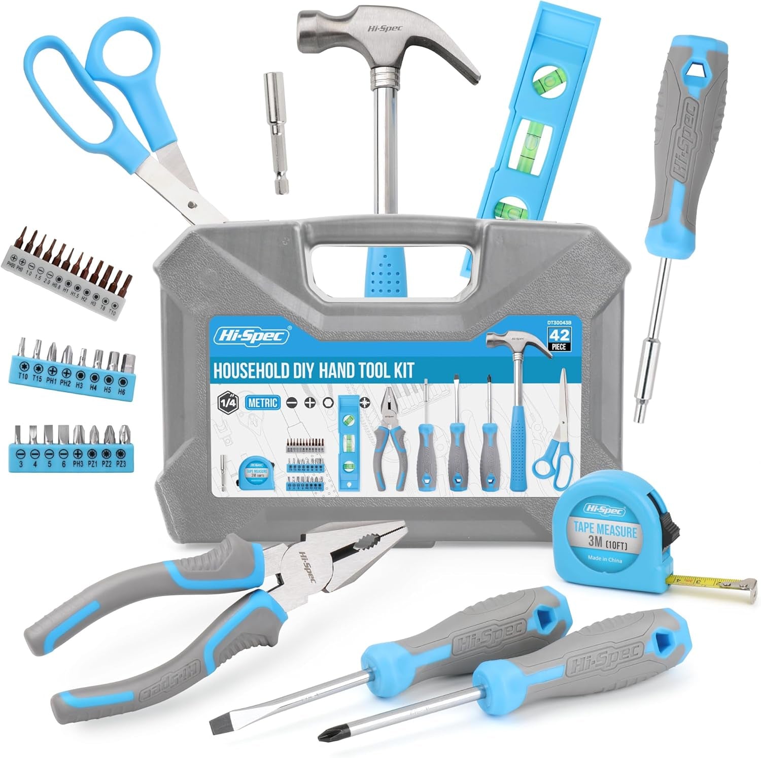 Blue Compact Household Tool Kit for Home, Office, Dorm DIY