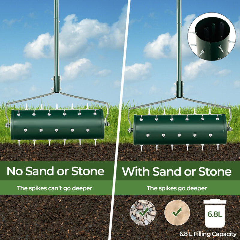 Heavy-Duty Manual Lawn Aerator - Adjustable Weight, Ergonomic
