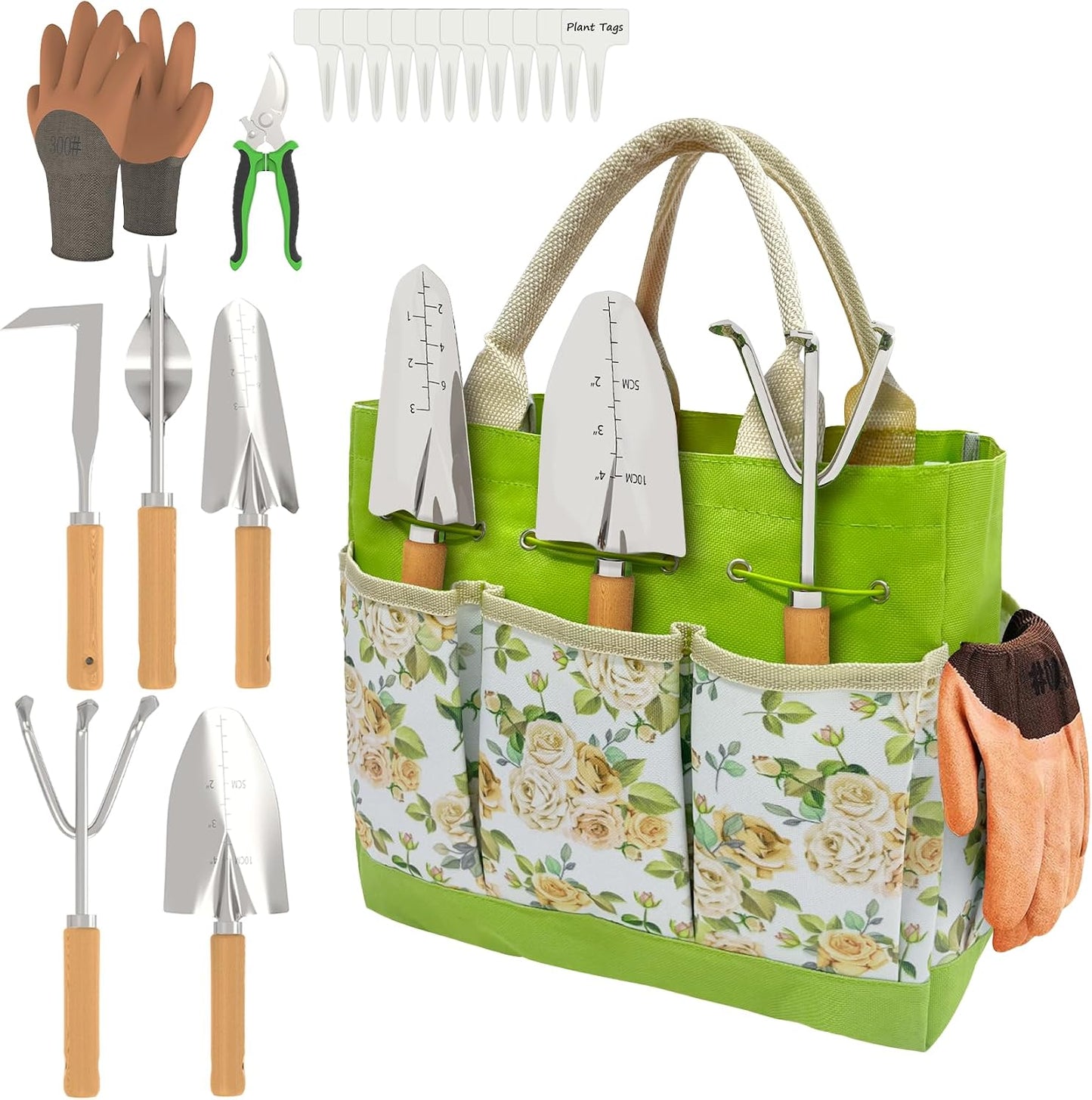 20-Pc Stainless Steel Ergonomic Garden Tool Set with Organizer Tote