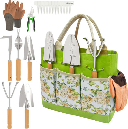 20-Pc Stainless Steel Ergonomic Garden Tool Set with Organizer Tote