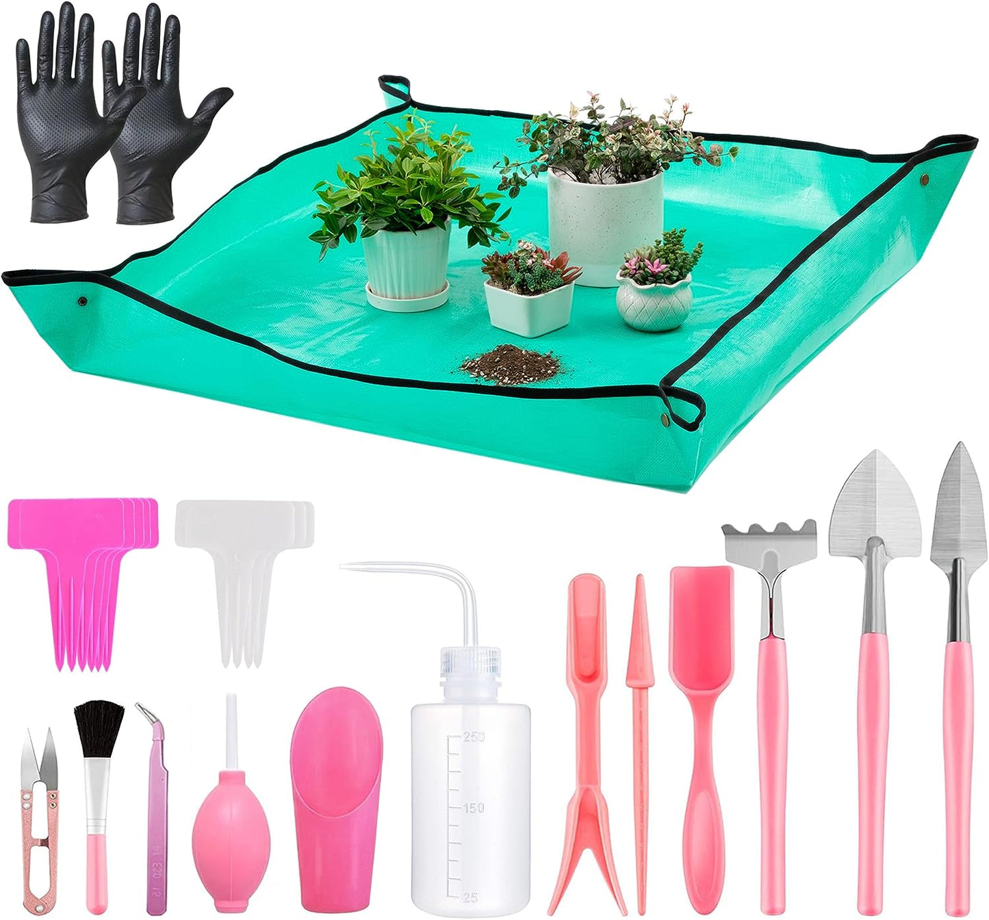 25-Pc Indoor Succulent & Plant Care Kit w/ 39.4" Repotting Mat