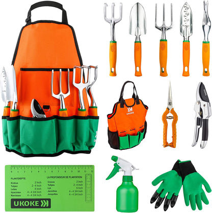 12-Pc Aluminum Garden Tool Set: Ergonomic Hand Tools & Apron Kit