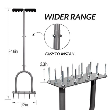 Manual Lawn Spike Aerator - 15 Heavy-Duty Spikes for Soil Health