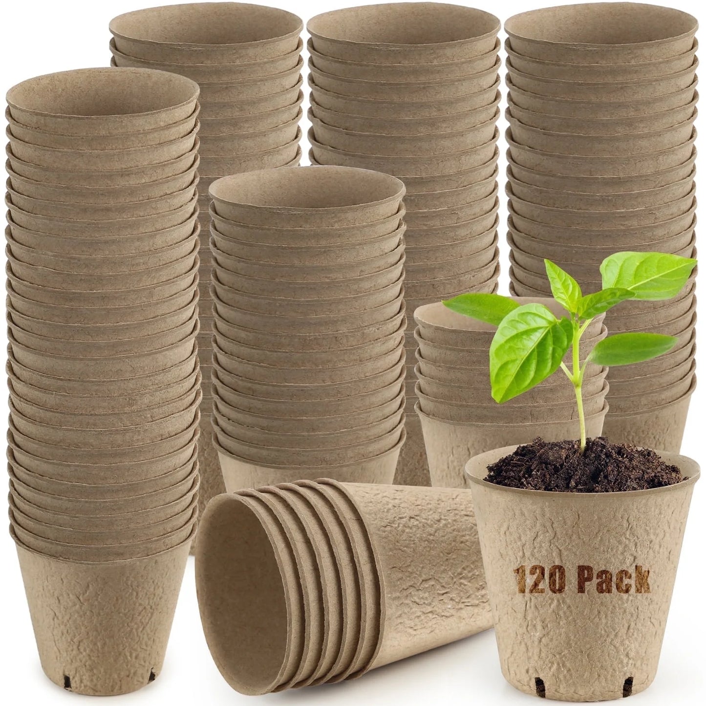 120-Pack 3.15" Biodegradable Peat Pots for Seed Starting & Root Growth
