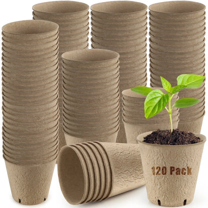 120-Pack 3.15" Biodegradable Peat Pots for Seed Starting & Root Growth