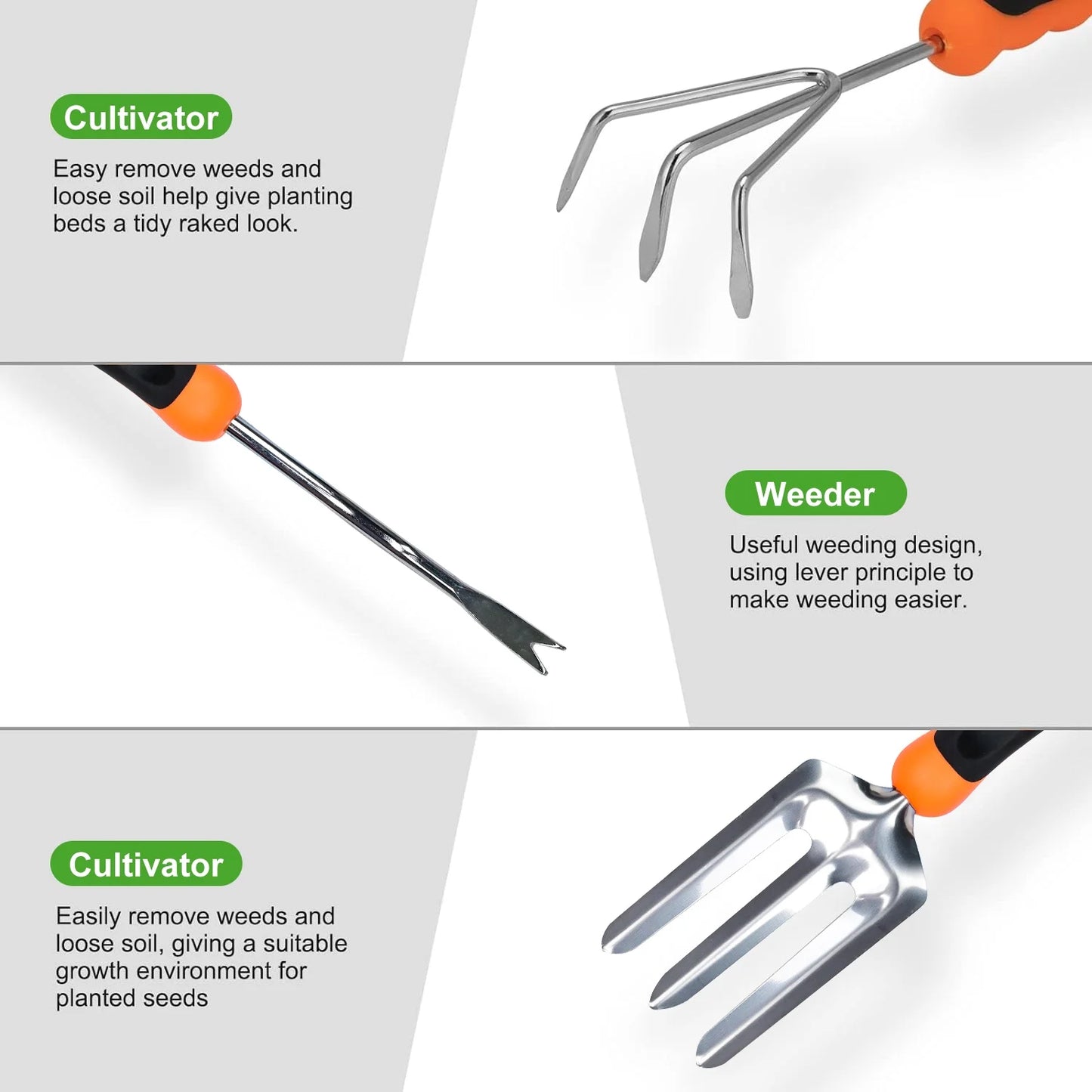 10-Pc Garden Tool Set: Stainless Tools, Folding Stool & Carry Tote