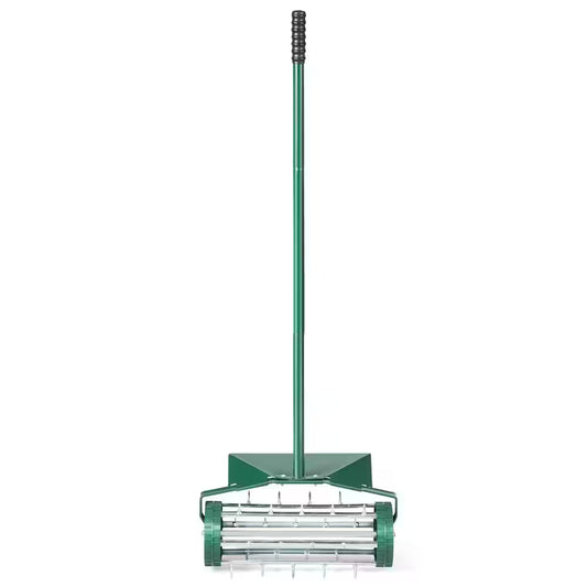 18-inch Heavy-Duty Rolling Spike Lawn Aerator with Splash Guard